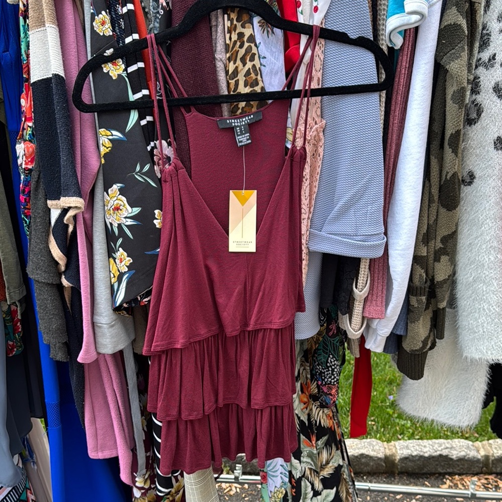 Women's Burgundy Layered Top